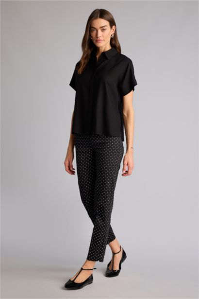 بنطلون ستان سيجاريت برجل مستقيم وخصر عادي