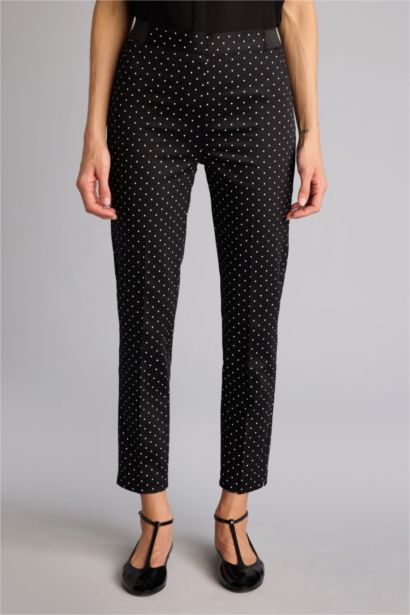 بنطلون ستان سيجاريت برجل مستقيم وخصر عادي