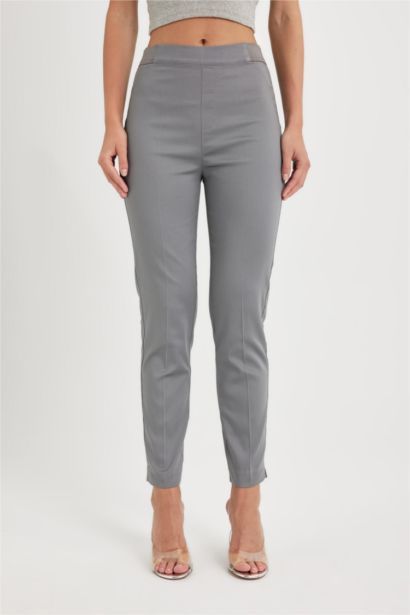 Cigarette Fit Regular Hem Satin Trousers