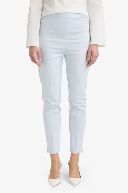 Satin Fabric Regular Waist Straight Leg Cigarette Trousers