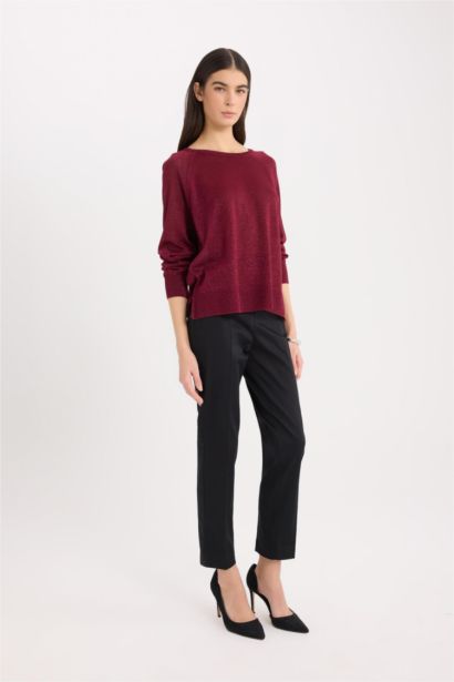 Pantalon cigarette basique à taille normale Coupe droite