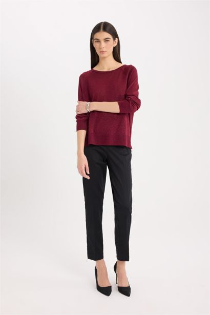 Pantalon cigarette basique à taille normale Coupe droite