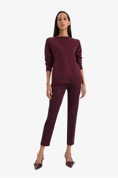 Cigarette Fit Regular Hem Satin Trousers