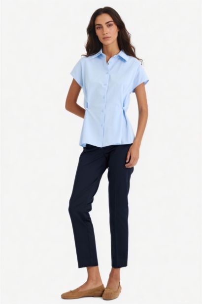 بنطلون ستان سيجاريت برجل عادية وخصر عادي