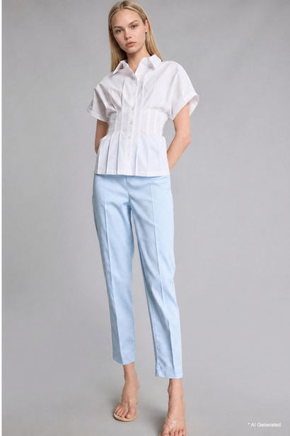 Regular Waist Straight Leg Satin Cigarette Trousers