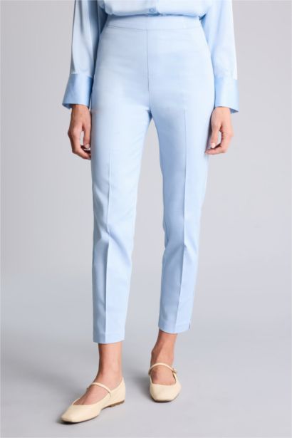 Cigarette Fit Regular Hem Satin Trousers