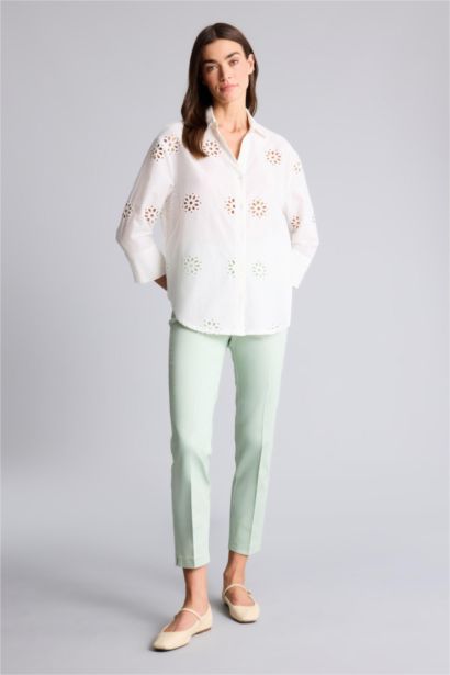 Cigarette Fit Regular Hem Satin Trousers