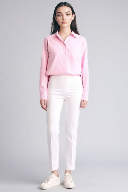 Cigarette Normal Waist Straight Waist Elastic Leg Basic Satin Trousers