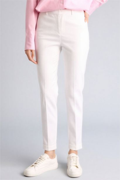 Cigarette Normal Waist Straight Waist Elastic Leg Basic Satin Trousers