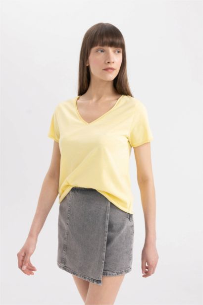 Regular Fit V-neck Short Sleeve T-Shirt