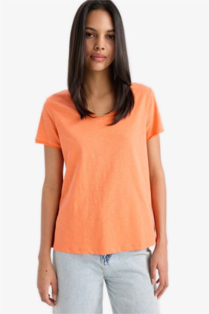 تيشيرت سادة نص ردن قصة عادية بياخة V