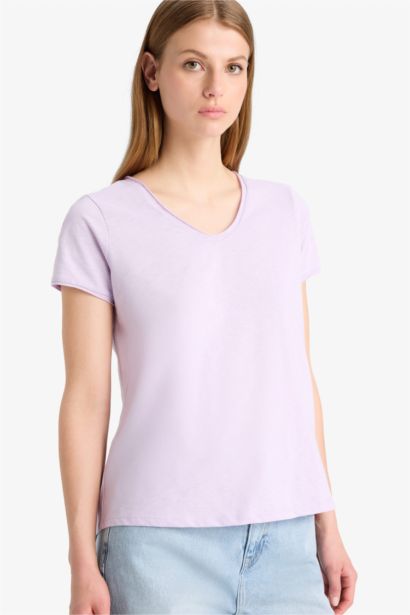 تيشيرت سادة نص ردن قصة عادية بياخة V