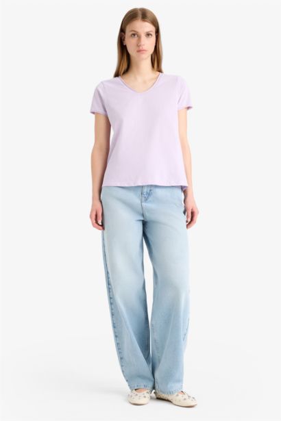 تيشيرت سادة نص ردن قصة عادية بياخة V