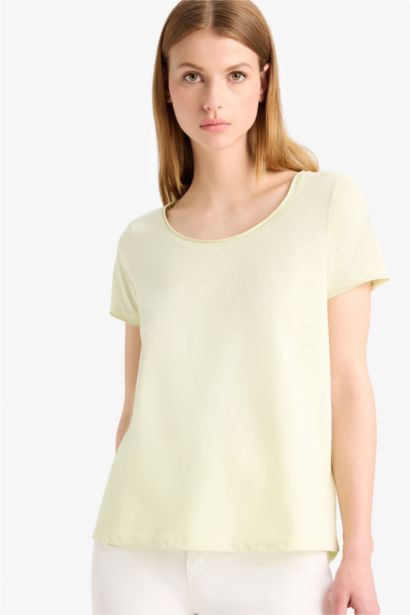 تيشيرت سادة بيزك نص ردن قصة عادية وياخة مستديرة