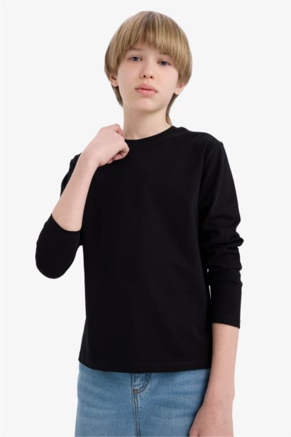 Boy Crew Neck Long Sleeve Basic T-Shirt