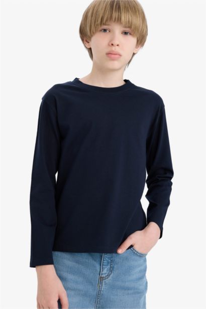 Boy Crew Neck Long Sleeve Basic T-Shirt
