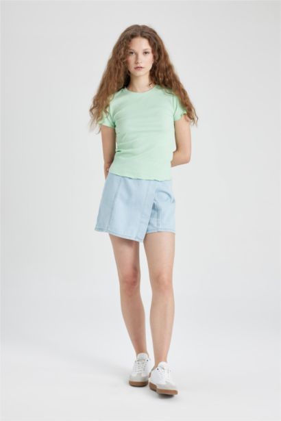 Slim Fit Crew Neck Camisole Short Sleeve T-Shirt