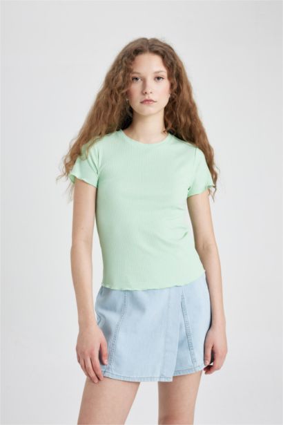 Slim Fit Crew Neck Camisole Short Sleeve T-Shirt