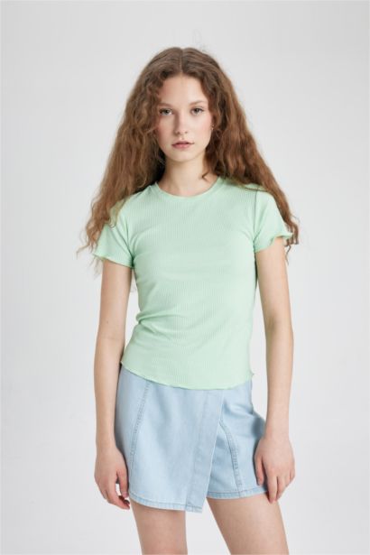 Slim Fit Crew Neck Camisole Short Sleeve T-Shirt