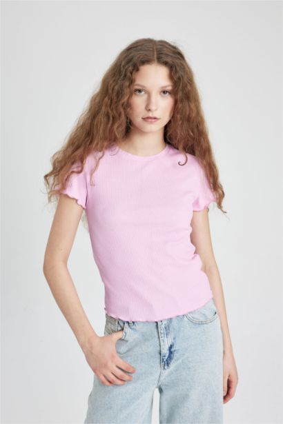 T-Shirt Slim basique à manches courtes et à Col rond