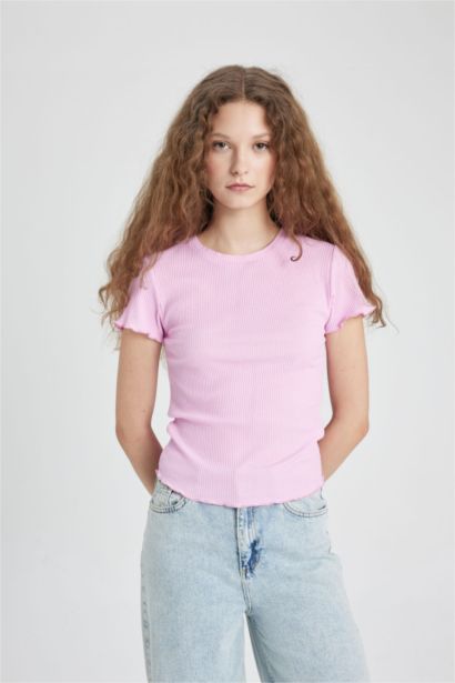 T-Shirt Slim basique à manches courtes et à Col rond