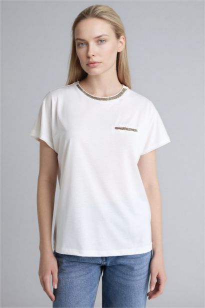 T-shirt imprimé à col rond et manches courtes