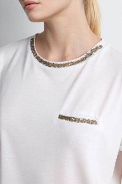 T-shirt imprimé à col rond et manches courtes