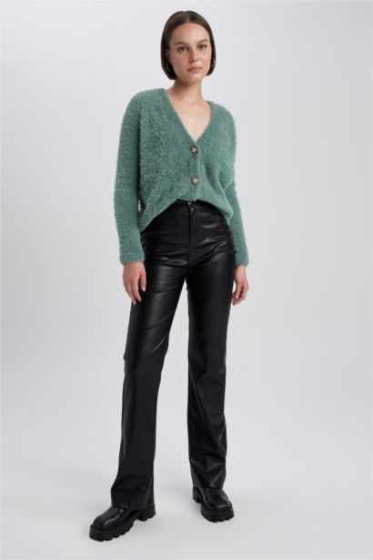 Oversize Geniş Kalıp V Yaka Triko Hırka