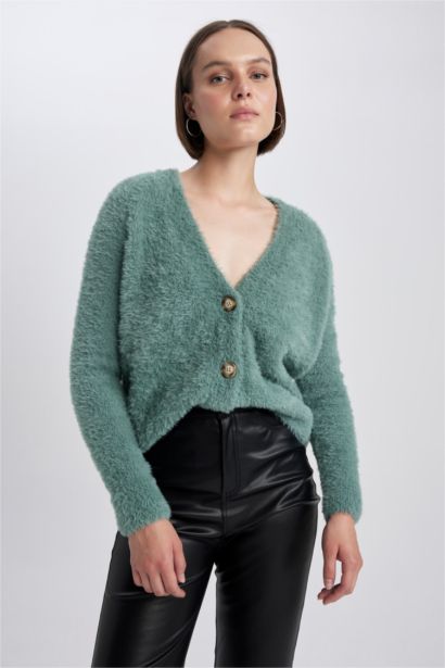 Oversize Geniş Kalıp V Yaka Triko Hırka