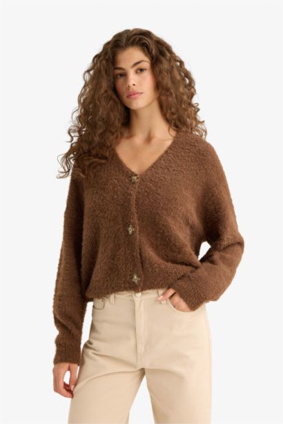 Oversize Fit V-Neck Knitwear Cardigan