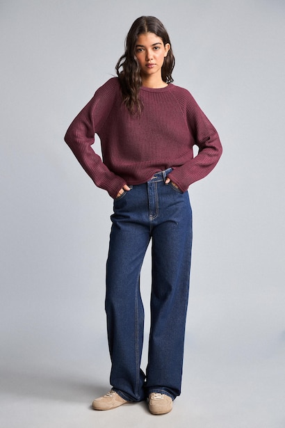Regular Fit Crew Neck Basic Plain Knit Pullover