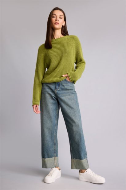 Regular Fit Long Sleeve Basic Knit Pullover