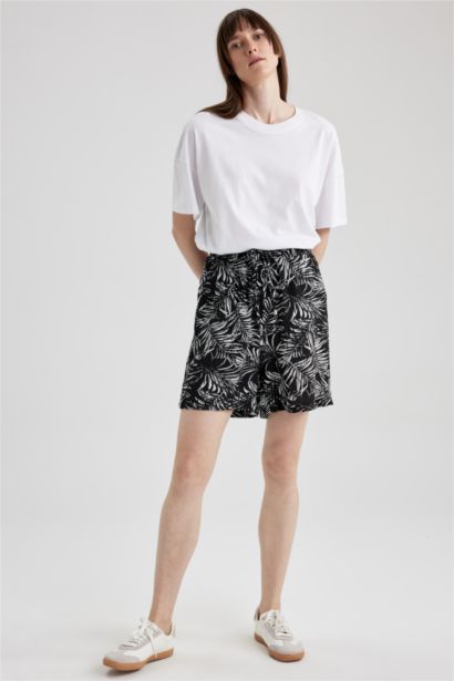 High Waist Wide Leg Viscose Shorts