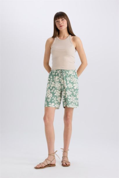 Viscose High Waist Wide Leg Shorts