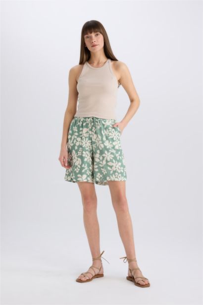 Viscose High Waist Wide Leg Shorts