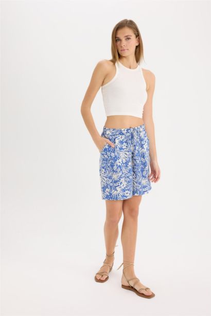 Viscose High Waist Wide Leg Shorts