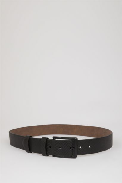 Erkek Dikdörtgen Toka Suni Deri Jean Kemeri