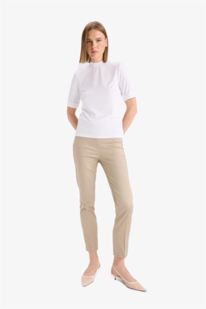 Cigarette Fit Super Skinny Hem Satin Trousers