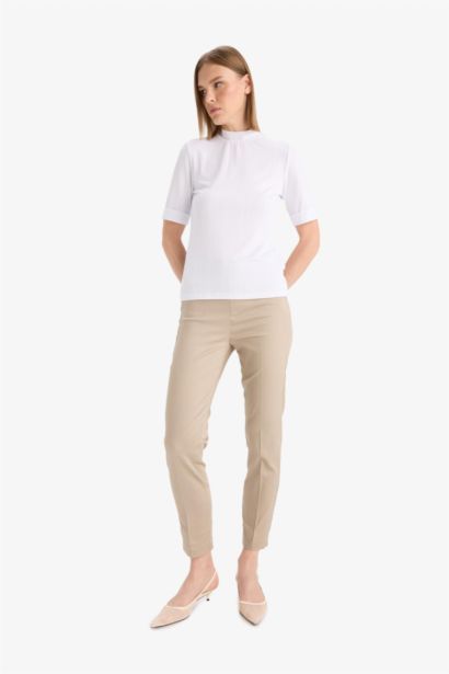 Cigarette Fit Super Skinny Hem Satin Trousers