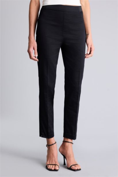 بنطلون ستان سيجاريت برجل ضيقة وخصر مطاطي