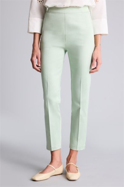 Cigarette Fit Super Skinny Hem Satin Trousers