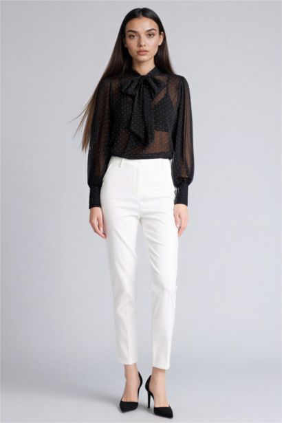 Valentina Sigaret Stretchy Waisted Narrow Leg Satin Trousers