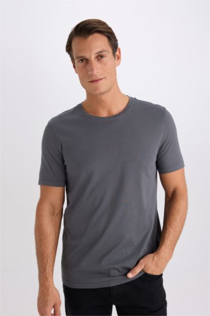 Slim Fit Crew Neck Basic Short Sleeve T-Shirt