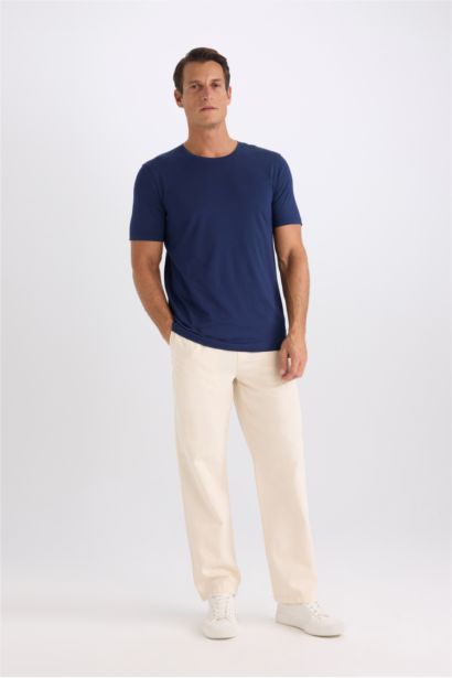 T-shirt slim à manches courtes en modal et coton