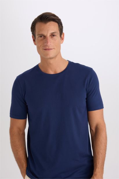 T-shirt slim à manches courtes en modal et coton