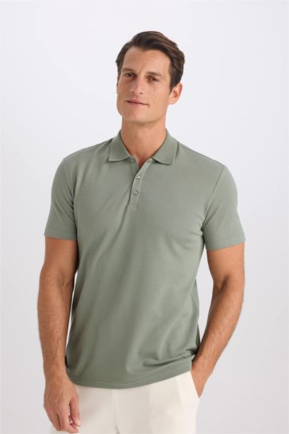 Slim Fit Short Sleeve Cotton Basic Polo Shirt
