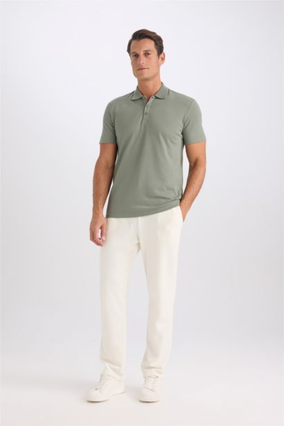 Slim Fit Short Sleeve Cotton Basic Polo Shirt