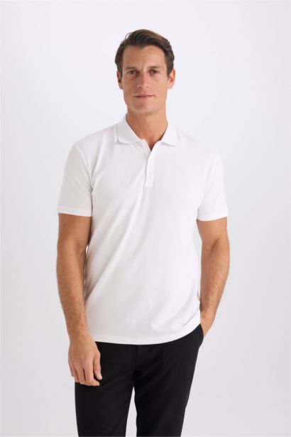 Slim Fit Short Sleeve Cotton Basic Polo Shirt