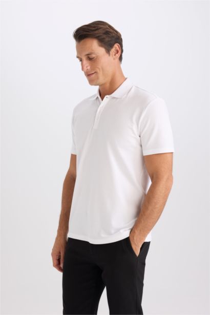 Slim Fit Short Sleeve Cotton Basic Polo Shirt