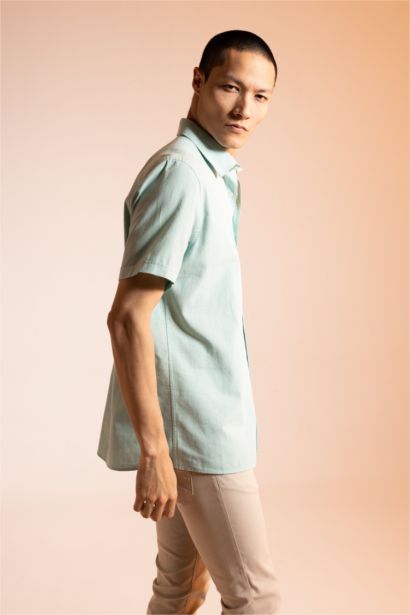 Regular Fit Polo Collar Cotton Shirt